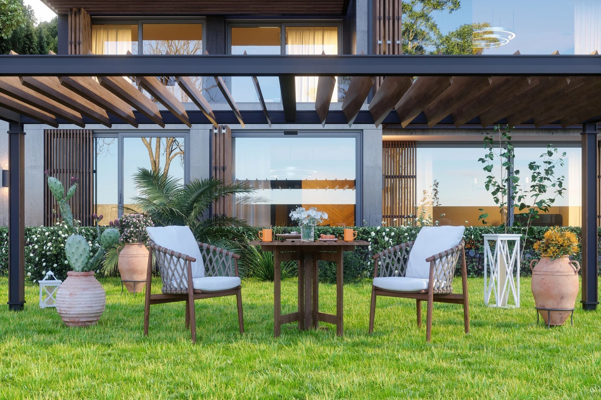 Luxury louvered and outdoor kitchen pergola systems by Atlanta Pergola in Metro Atlanta