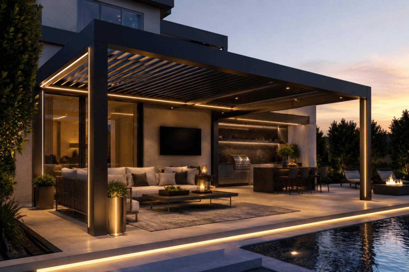 Premium Atlanta Pergola craftsmanship detail on aluminium structure